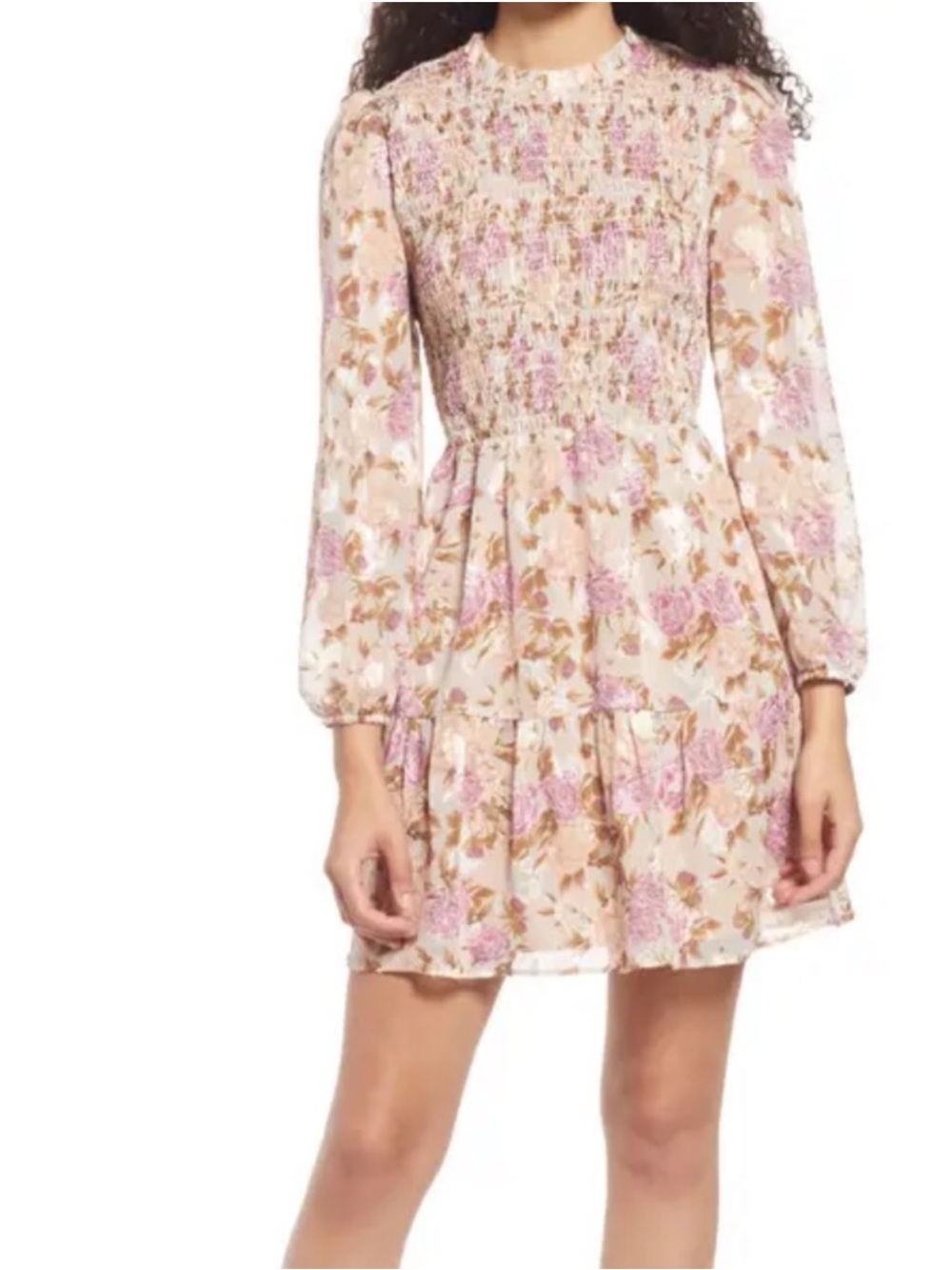 Adelyn Rae Darlene Long Sleeve Floral Smocked Dress Size XL NWT